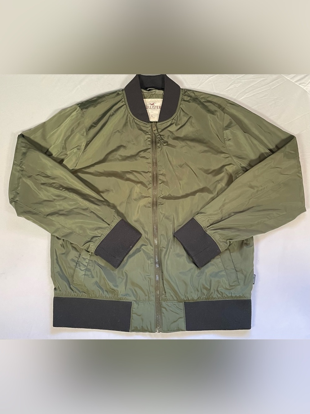 Hollister Olive Green Lightweight Bomber Jacket Men's Large Gorpcore Lightweight